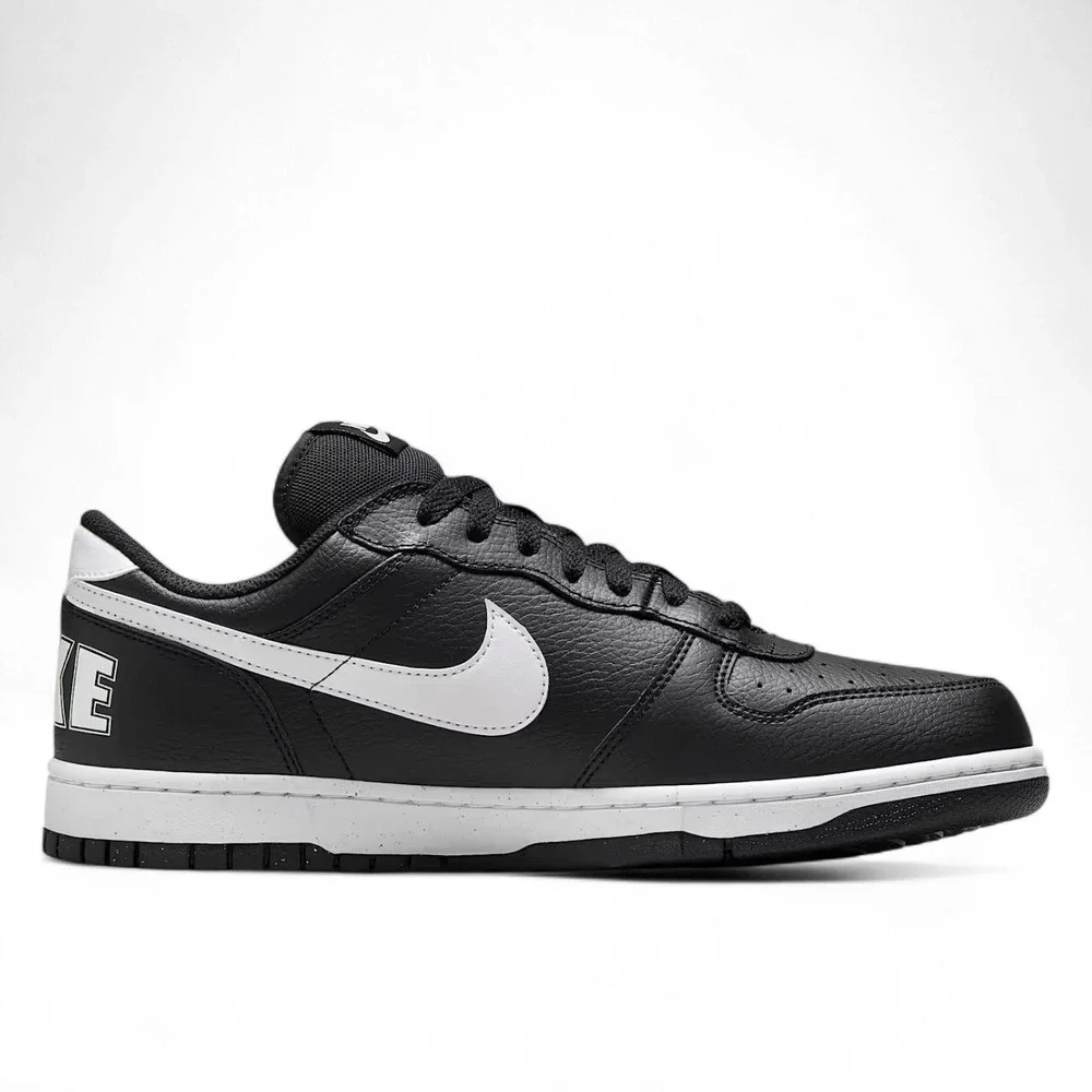 Nike‎ Big Nike Low Shoes Mens 10 Black White Leather Sneakers 355152-016 NEW